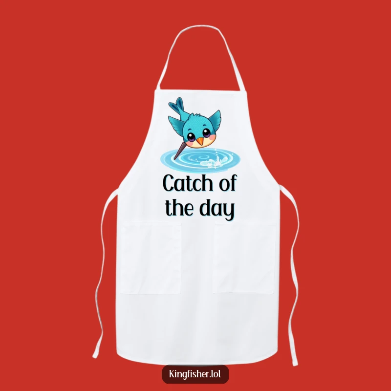 Funny Kingfisher Chef Apron, Cheerful Diver Character, Aquatic Kitchen Gift