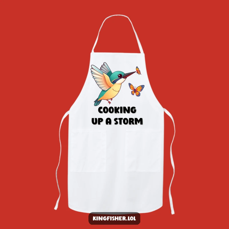 Funny Kingfisher Butterfly Apron - Playful Kitchen Chase Gift
