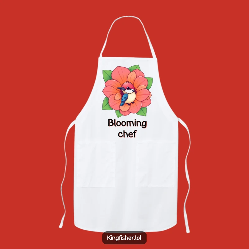 Kitchen Funny Kingfisher Apron: Flower Surprise Fun, A Playful Humorous Gift for Cooks