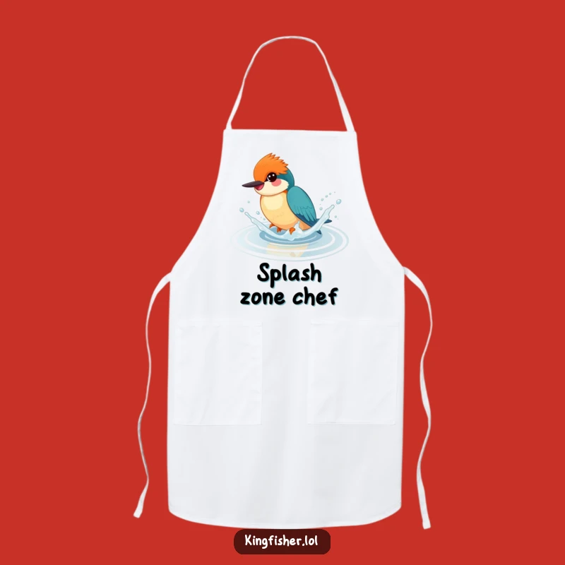 Funny Happy Kingfisher Splash Apron - Playful Kitchen Fun - Funny Gift