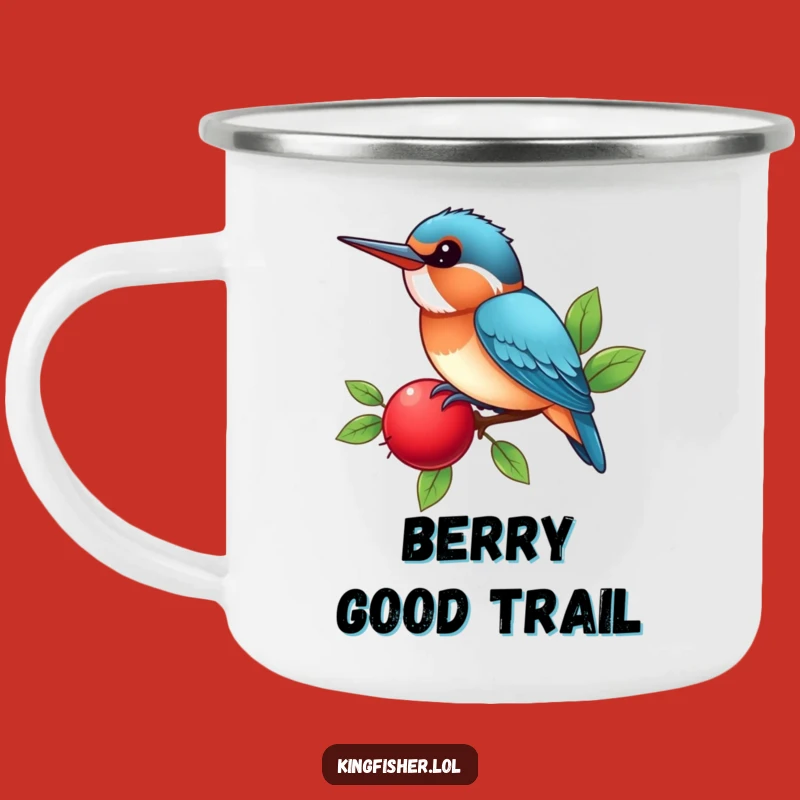 Adventure Funny Kingfisher Mug: Berry Chirp Trail, A Rugged Humorous Gift for Campers