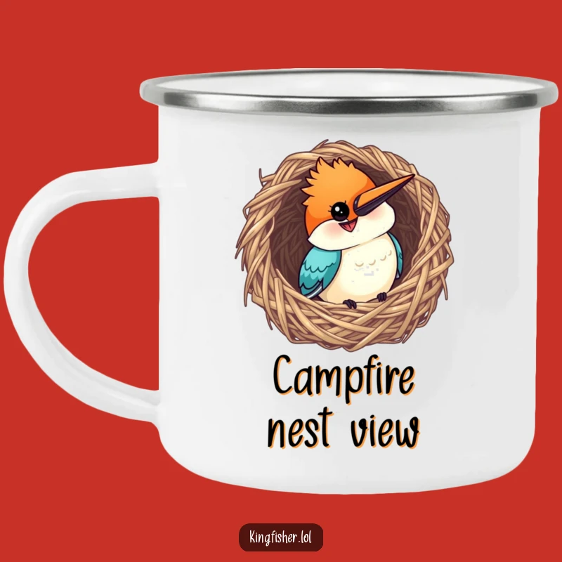 Funny Camp Kingfisher Mug - Curious Nest Grin - Outdoor Gift