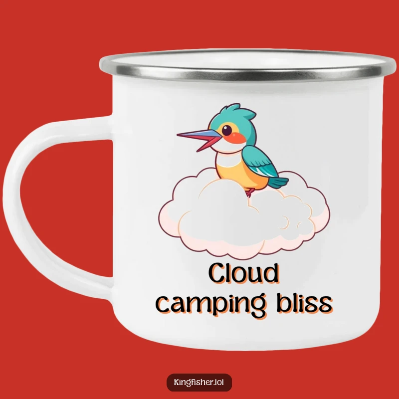 Funny Kingfisher Cloud Camping Mug: Adventure and Laughter