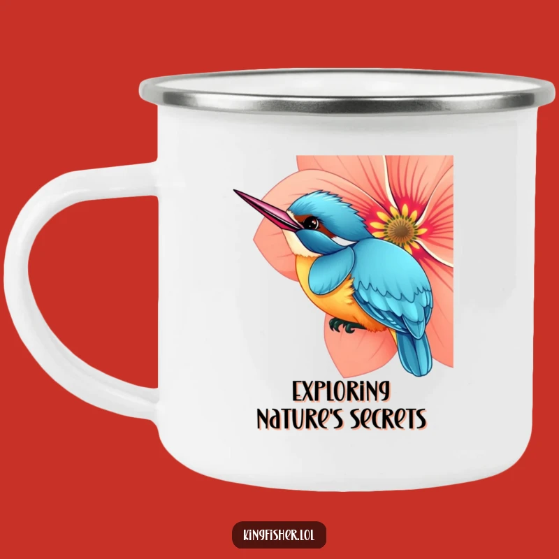 Funny Curious Kingfisher Camping Mug: Peek-a-Boo at the Campsite Gift