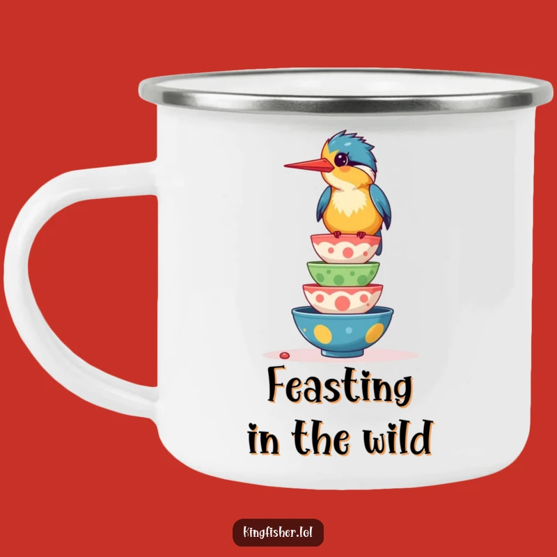 Funny Giggling Kingfisher Camping Mug: Fuel Your Adventures with Humor Gift