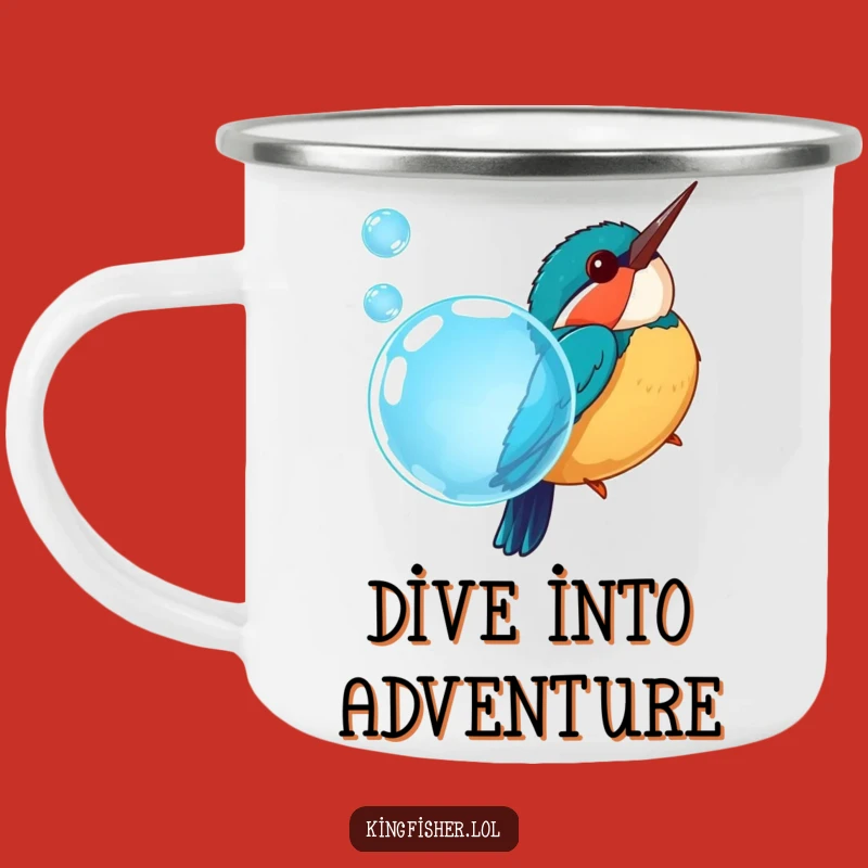 Funny Kingfisher Bubble Dive Camping Mug: Adventure and Bubbles Gift