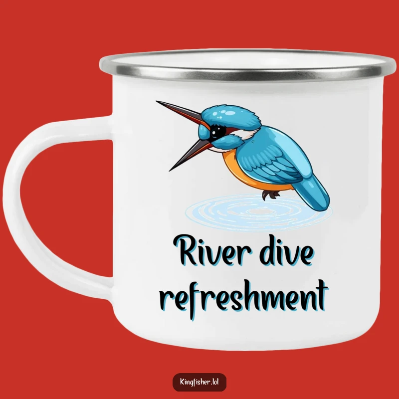 Funny Kingfisher Dive Camping Mug: Durable Wildlife Design, Adventure Funny Gift