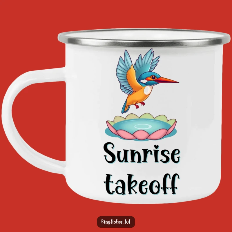 Funny Kingfisher Flight Camping Mug: Rugged Bird Adventure Cup, Perfect Funny Gift!