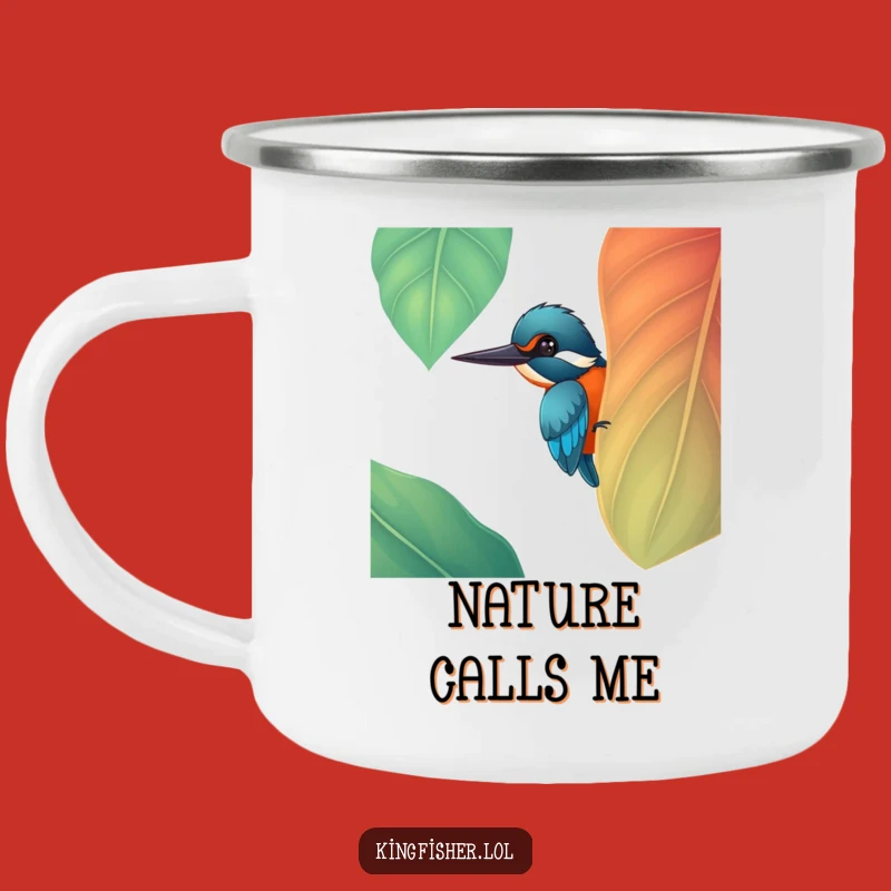 Funny Kingfisher Leaf Camping Mug - Cheerful Outdoor Companion for Nature Lovers