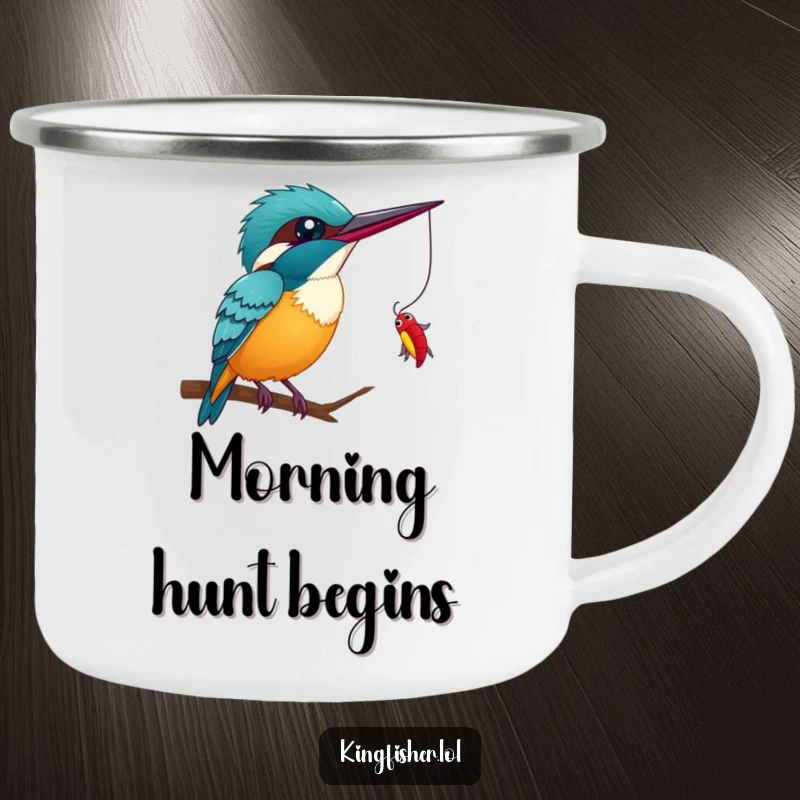 Funny Kingfisher Wink Camping Mug: A rugged mug with a winking kingfisher, ready to catch a bug on your next outdoor escapade.
