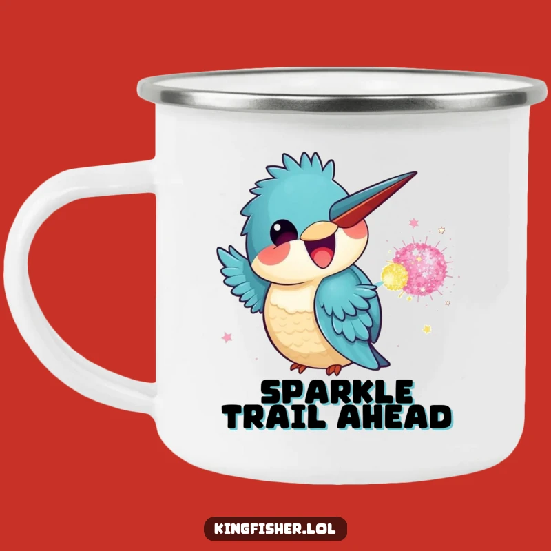 Adventure Funny Kingfisher Glitter Bomb Camping Mug: Campfire Laughs with Kawaii Bird!