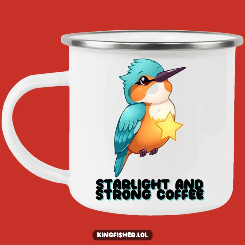 Funny Winking Kingfisher Star Enamel Camping Mug - Magical Outdoor Gift