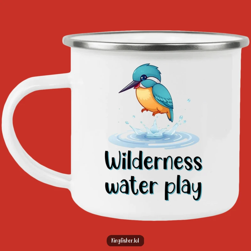 Funny Kingfisher Camping Mug: Adventure with a Splashing Bird