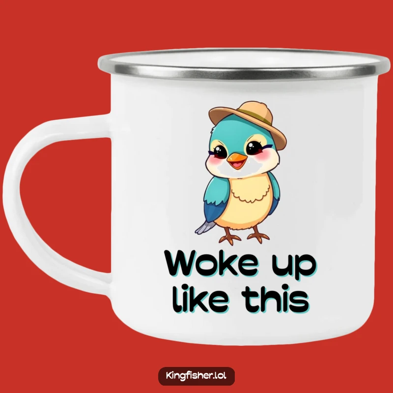 Funny Kingfisher Fishing Hat Camping Mug - Rugged & Hilarious Outdoor Companion