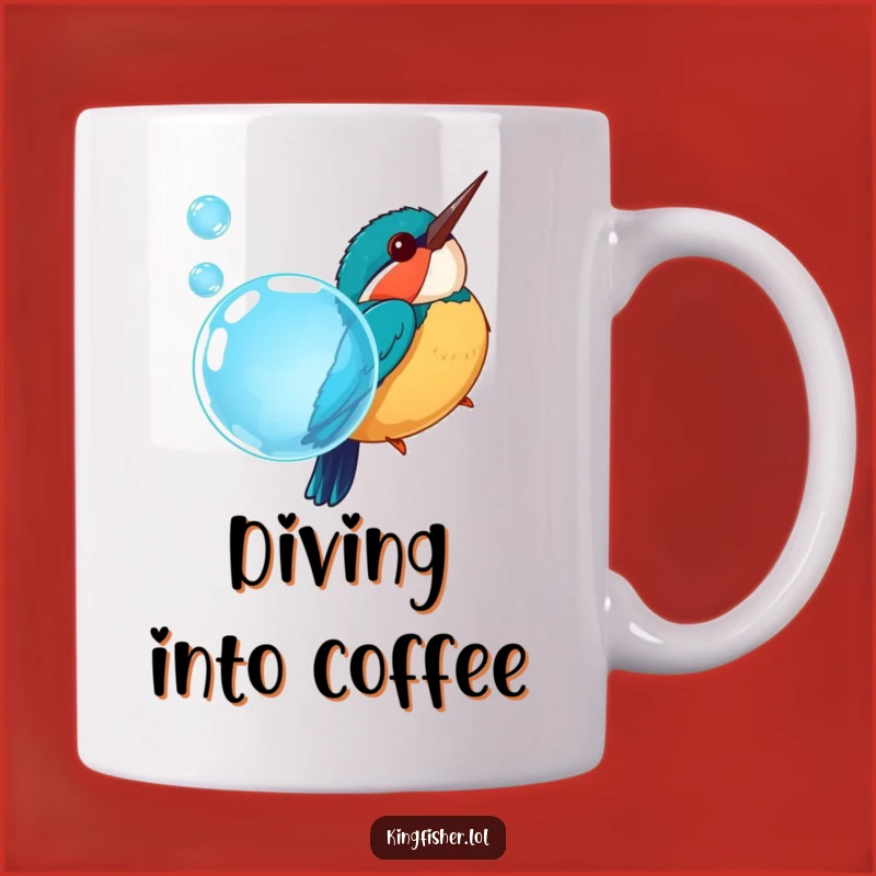 Funny Kingfisher Bubble Dive Mug: Playful Bird Watching Gift