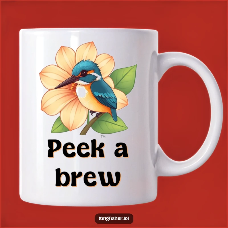 Funny Curious Kingfisher Flower Mug: Peek-a-Boo Bird Makes a Charming Gift!