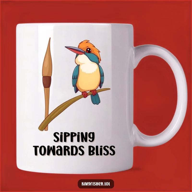 Funny Happy Kingfisher Mug: Precarious Perch, Joyful Funny Gift for Bird Watchers