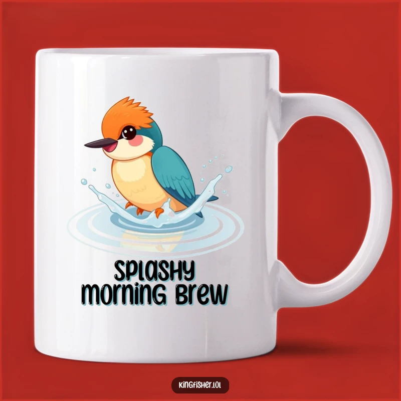 Funny Happy Kingfisher Splash Mug - Playful Bird Fun - Funny Gift Idea