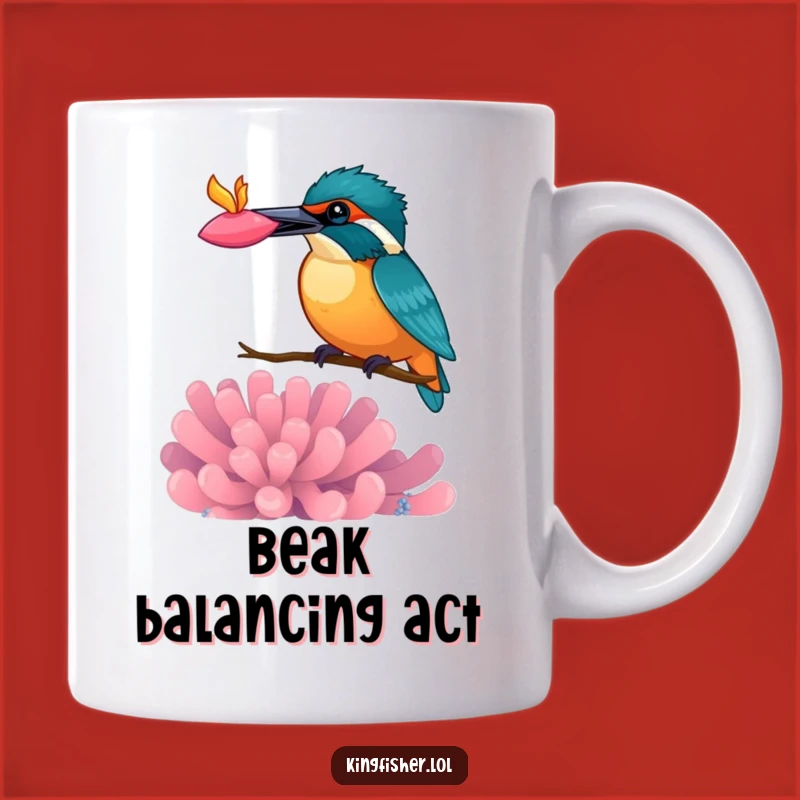 Funny Kingfisher Anemone Balance Mug: Whimsical Bird Gift for a Smile