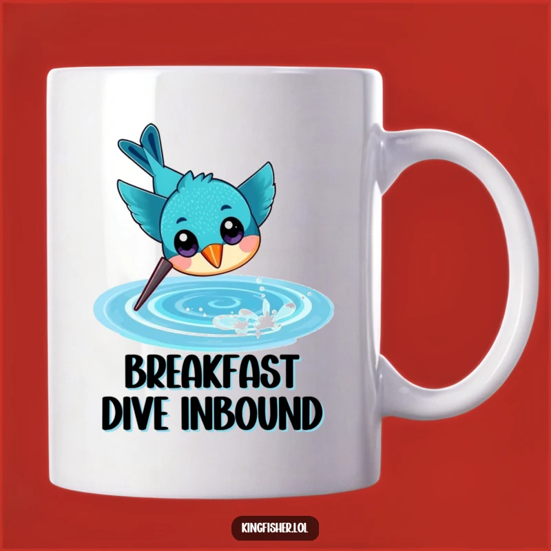 Funny Kingfisher Diving Mug, Cheerful Bird Splash, Aquatic Gift Idea