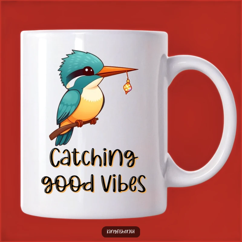 Funny Kingfisher Mug: Kawaii Catch Delight - Perfect Tiny Fish Gift!
