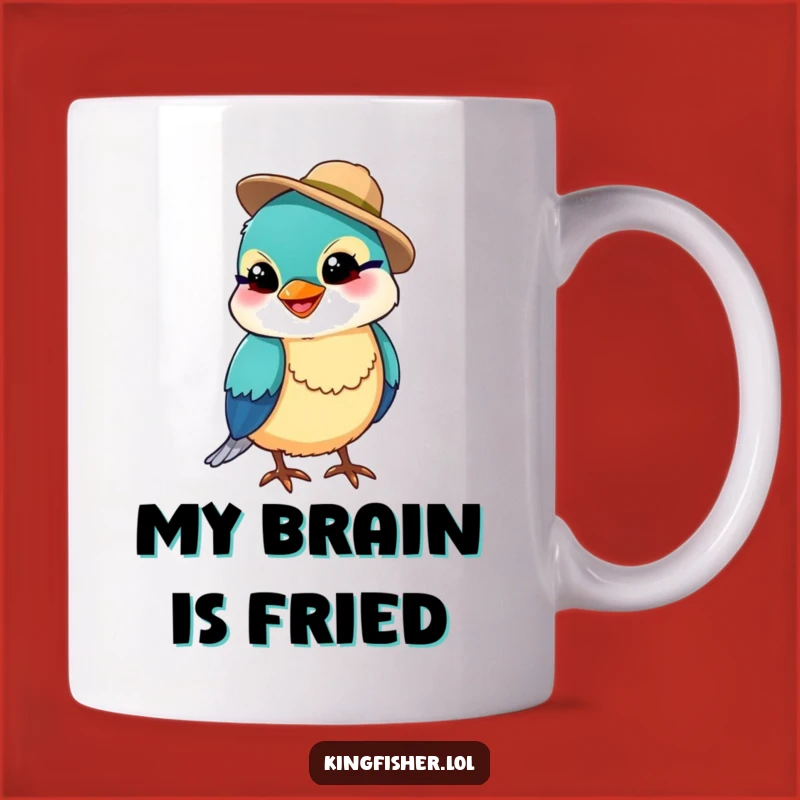 Funny Kingfisher Fishing Hat Mug - Silly Bird Gift for Anglers & Bird Lovers