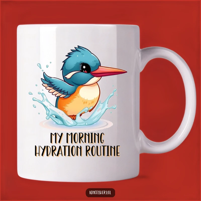 Funny Energetic Kingfisher Splashing Water Mug - Perfect Playful Bird Gift