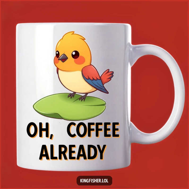 Funny Surprised Bird Mug: Bright Colors on a Lily Pad, a Perfect Gift