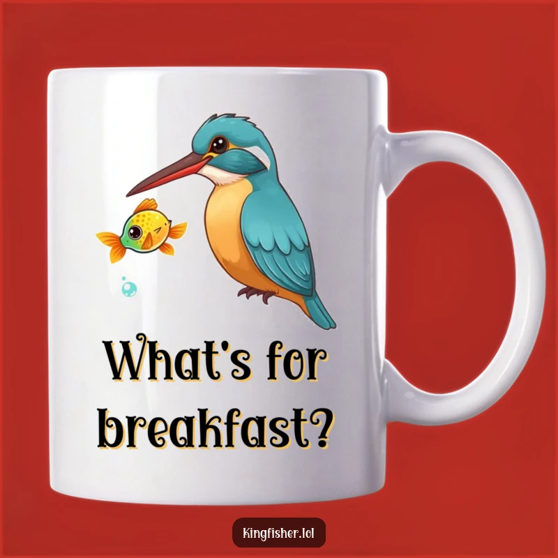 Funny Kingfisher Mug: Curious Bird & Fish Watch, Perfect Funny Gift