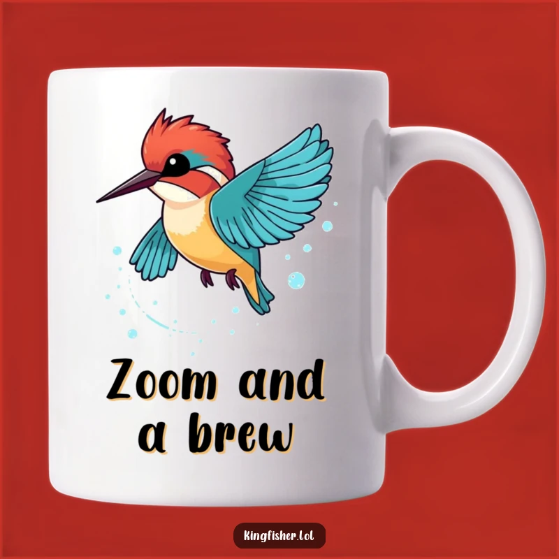 Funny Kingfisher Bubble Trail Mug: Zooming Bird Makes a Refreshing Gift!