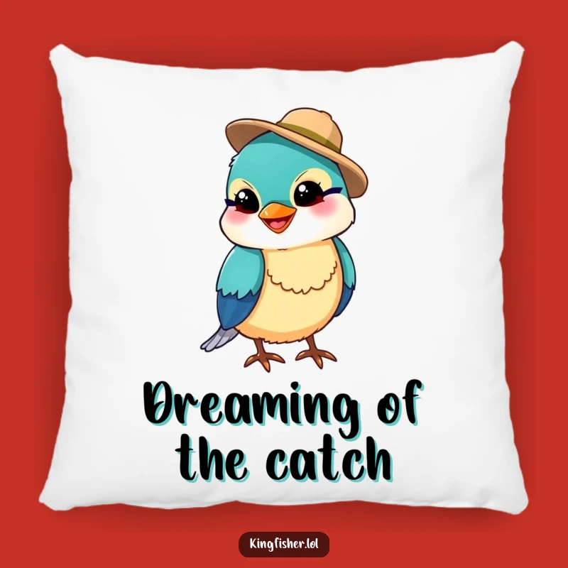 Comfy Kingfisher Fishing Hat Pillow - Soft & Funny Bird Accent Pillow
