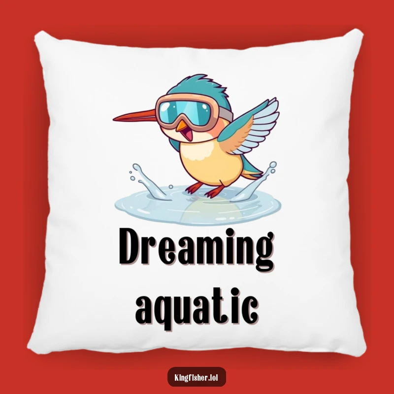 Funny Goggled Kingfisher Puddle Splash Pillow: Cozy Comfort with Playful Energy