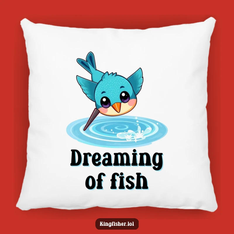Funny Diving Kingfisher Pillow, Cheerful Aquatic Decor, Cozy Bird Accent