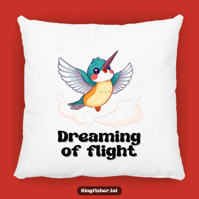 Funny Kingfisher Pillow: Cheerful Soaring Bird Accent, Cozy Funny Gift