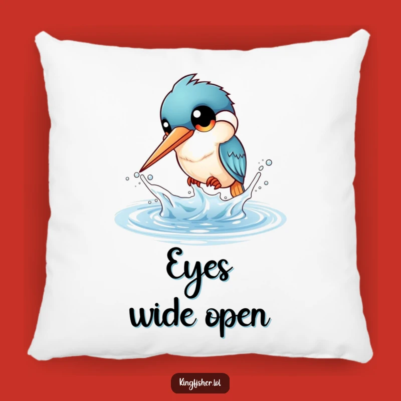 Cozy Funny Kingfisher Splash Pillow: Snuggle Up with Playful Water Droplets