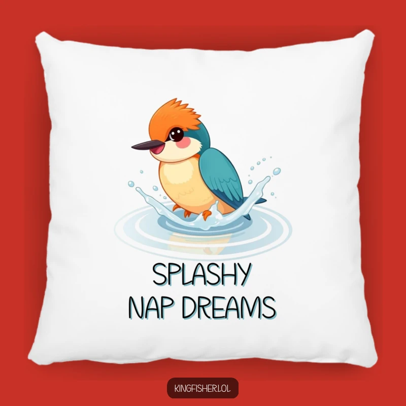 Funny Happy Kingfisher Splash Pillow - Playful Accent Pillow - Funny Gift