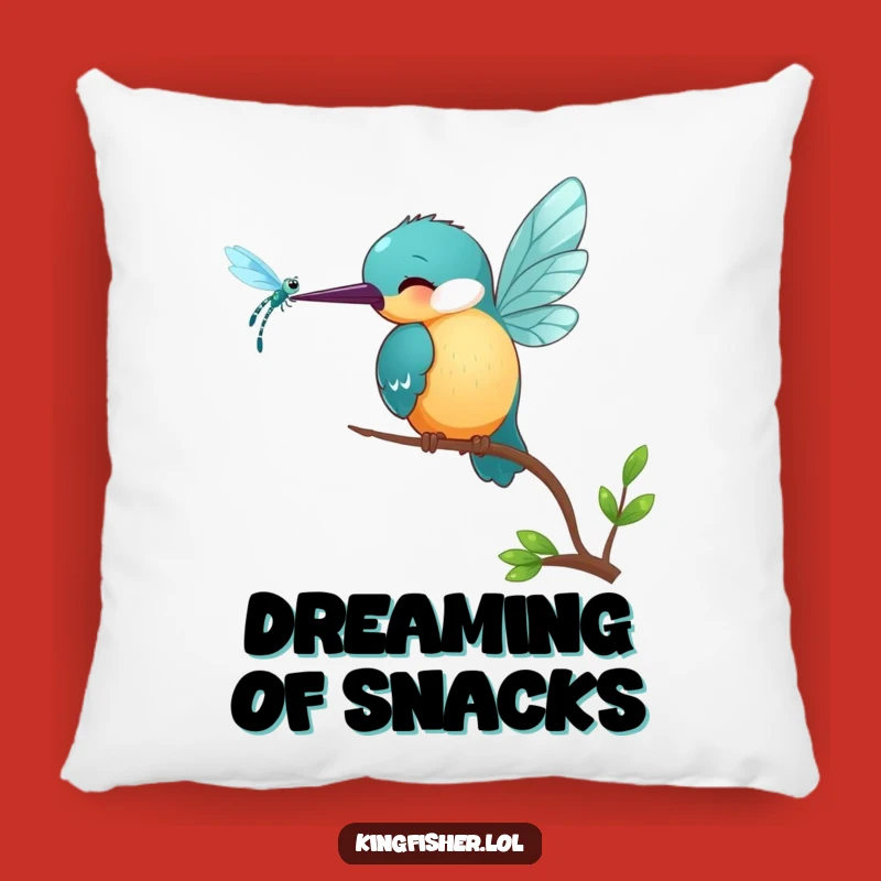Funny Kingfisher Pillow: Cute Playful Bird & Bug, Sweet Funny Gift