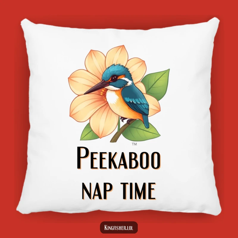 Comfy Funny Curious Kingfisher Pillow: Snuggle with Bird's Adorable Peek-a-Boo Surprise!