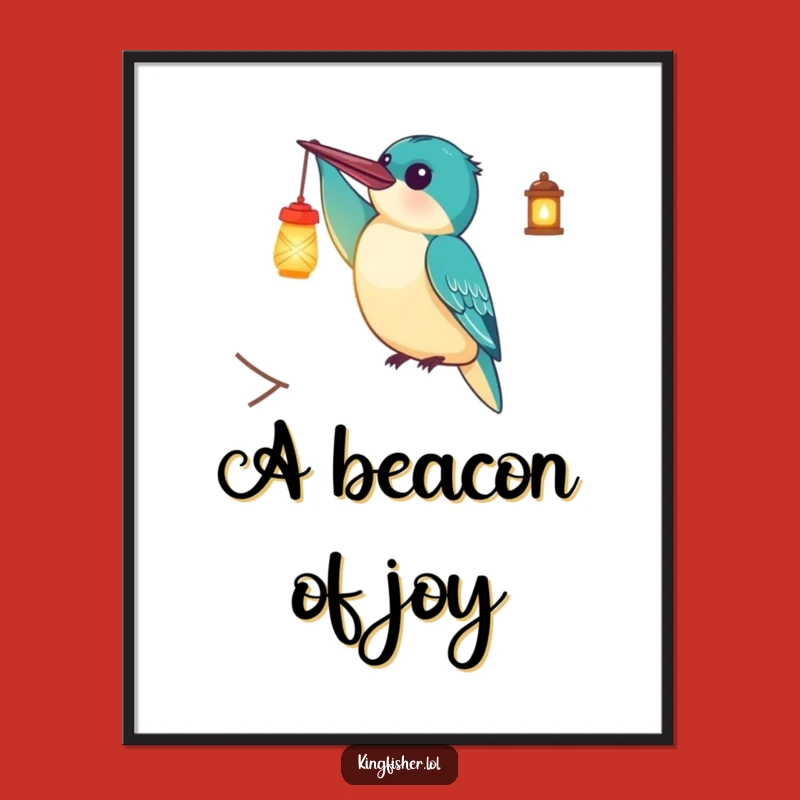 Funny Kingfisher Lantern Digital Art: Glowing Bird Decor