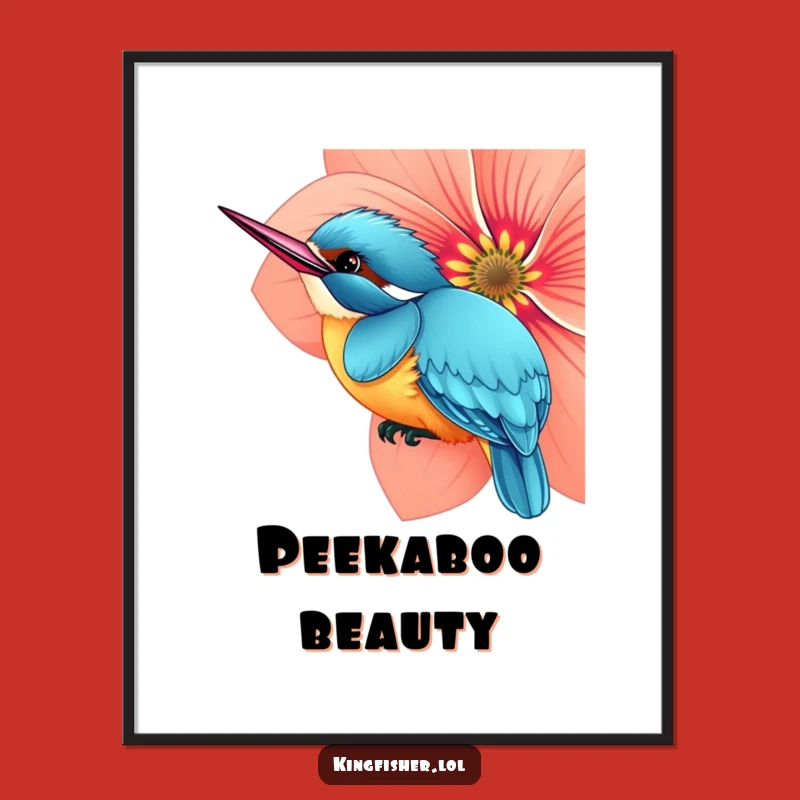 Funny Curious Kingfisher Digital Art: Instant Peek-a-Boo Charm Gift