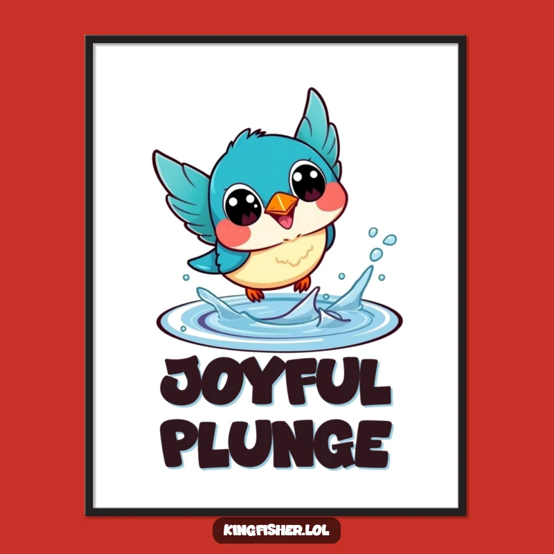 Funny Kawaii Kingfisher Digital Art: Diving Decor, Happy Eyes, Instant Gift