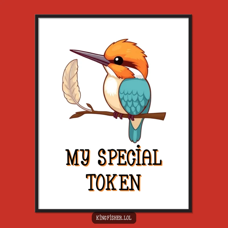 Funny Shy Kingfisher Digital Art: Feather Offering Decor