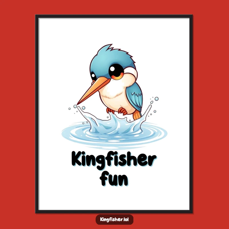 Funny Kingfisher Splash Digital Art: Instant Playful Water Fun for Your Walls