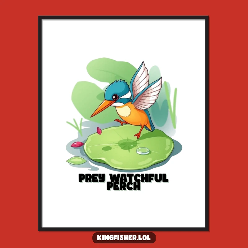 Funny Kingfisher Digital Art Print: Instant Playful Hunter Scene, Perfect Gift