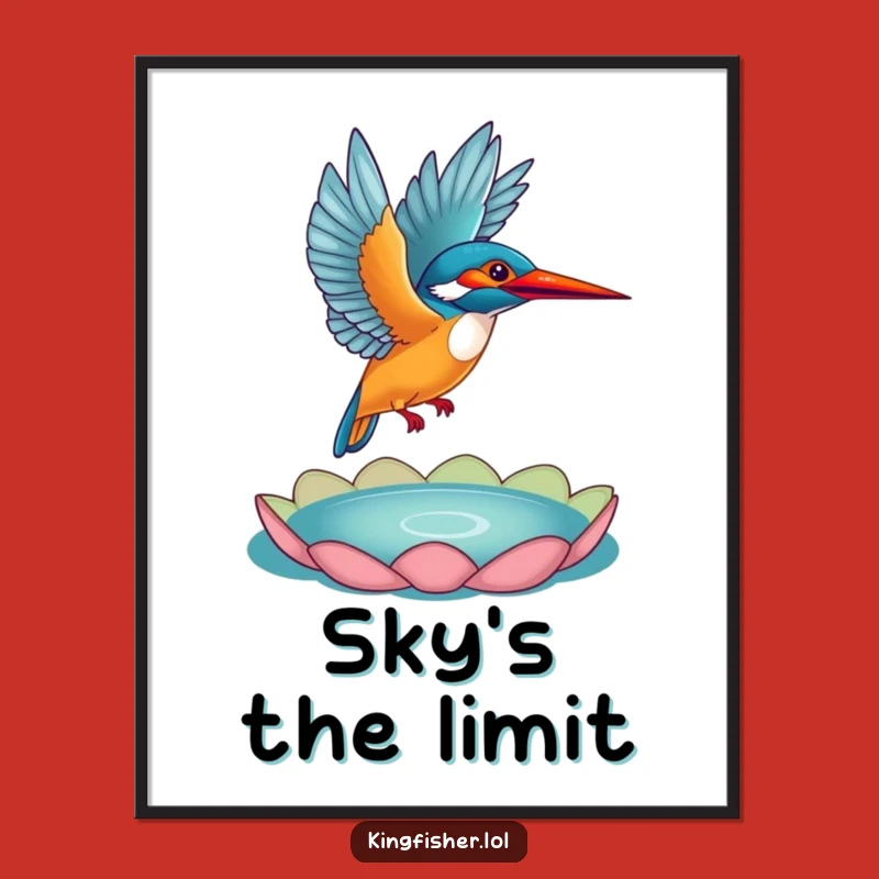 Funny Kingfisher Flight Digital Art: Vibrant Bird Art Download, Great Funny Gift!