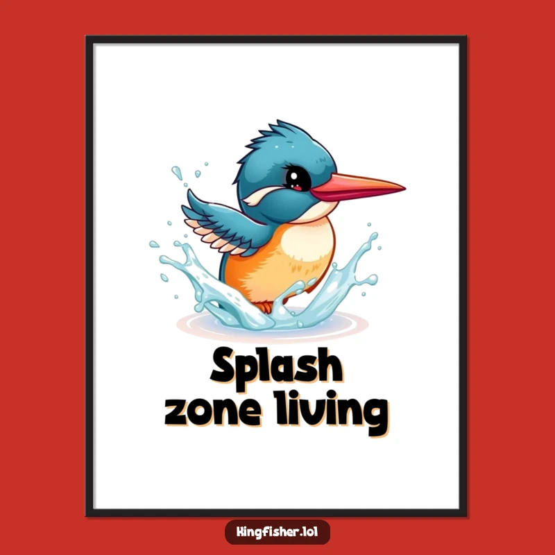 Funny Kingfisher Digital Art - Energetic Splash Print - Instant Decor Gift