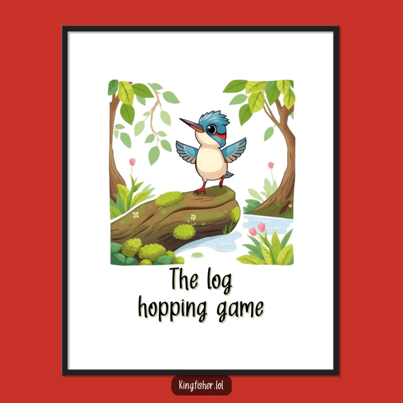 Funny Playful Kingfisher Digital Art: Excited Hop for Instant Fun