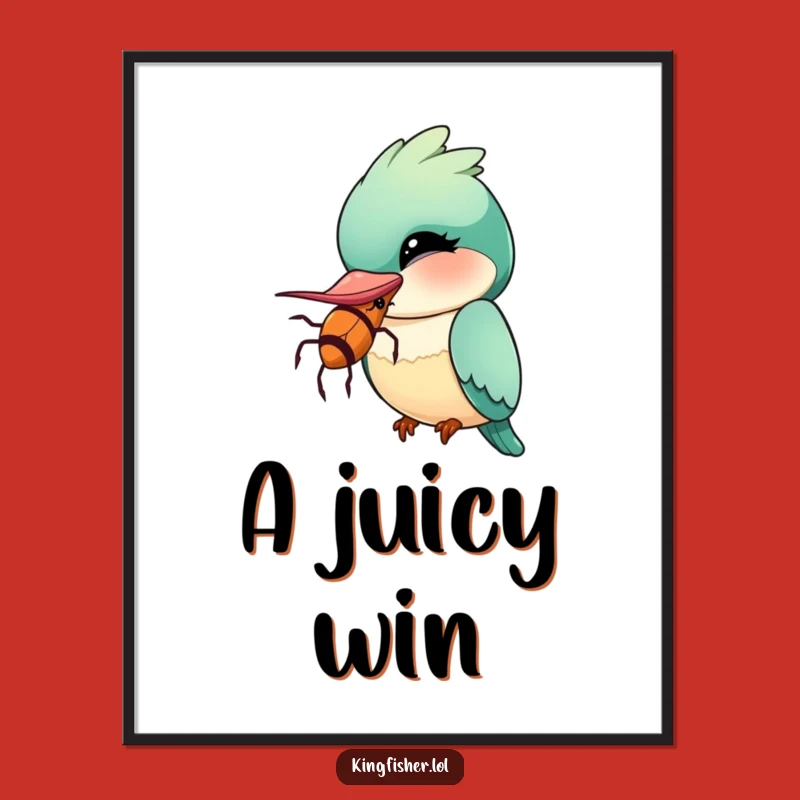 Whimsical Funny Kingfisher Art Print: Oversized Insect Charm, A Playful Humorous Gift