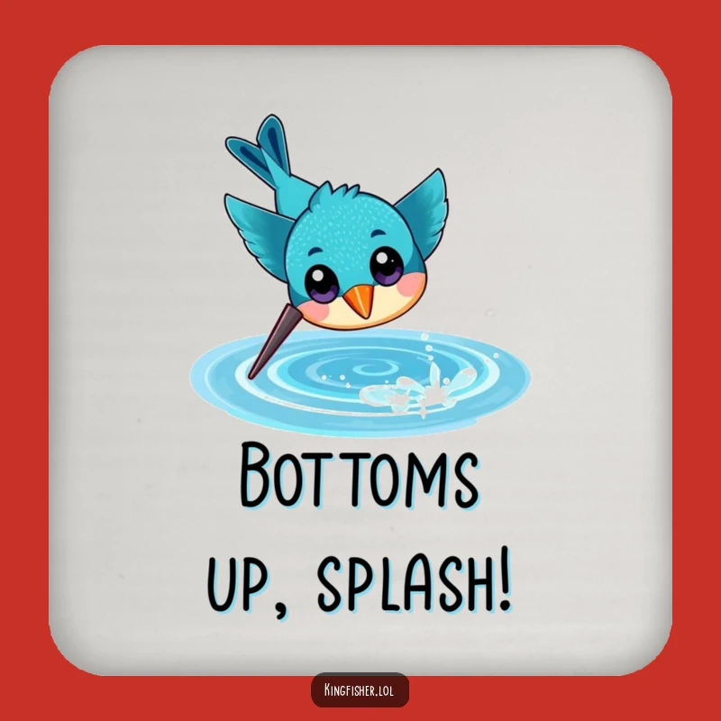 Funny Diving Kingfisher Coaster, Cheerful Aquatic Decor, Surface Protection Art