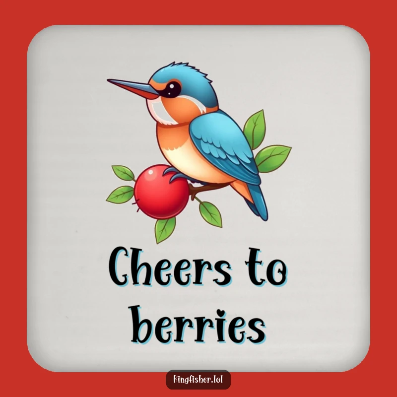 Tabletop Funny Kingfisher Coasters: Berry Perch Fun, A Quirky Humorous Gift for Tables